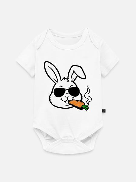 Hase Brille Karotte Comic - Baby Premium Kurzarmbody - Weiß
