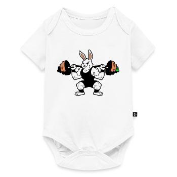 Muscle Bunny Carrot Dumbbell - Baby Premium short-sleeve bodysuit - white - Front