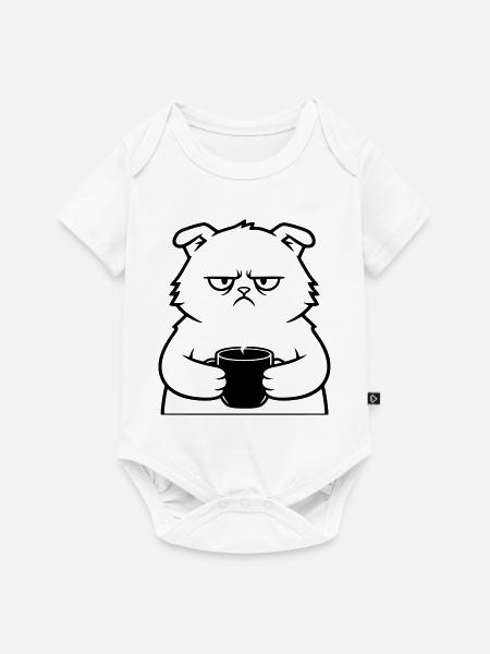 Böse Katze Kaffee Outline - Baby Premium Kurzarmbody - Weiß