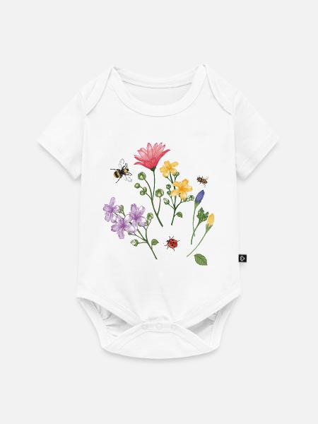 Blumenwiese - Baby Premium Kurzarmbody - Weiß