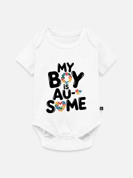 Regenbogen Puzzleherz Kreis Autism Awareness - Baby Premium Kurzarmbody - Weiß