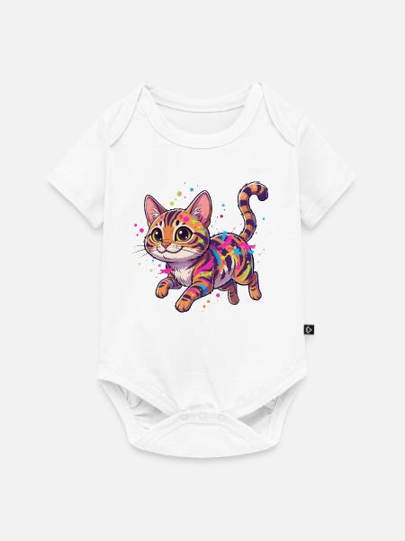 Bunte Katzen Splatterkunst - Baby Premium Kurzarmbody - Weiß