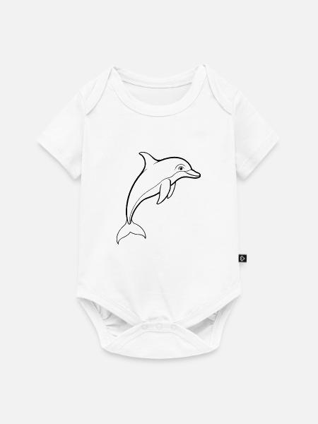 Delfin - Baby Premium Kurzarmbody - Weiß