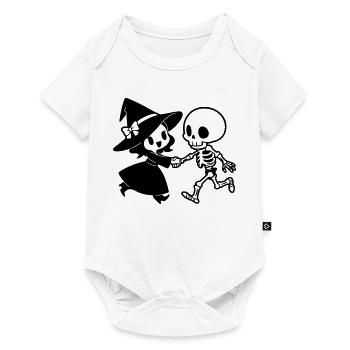 Witch and Skeleton Halloween Couple Motif - Baby Premium short-sleeve bodysuit - white - Front