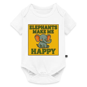 Elephants Make Me Happy - Cute Vintage Elephant - Baby Premium short-sleeve bodysuit - white - Front