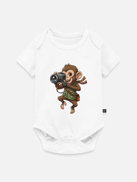 Abenteuerlicher Fotoaffe - Baby Premium Kurzarmbody - Weiß