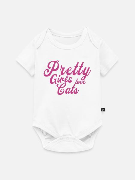 Pink Katzenliebe Spruch - Baby Premium Kurzarmbody - Weiß