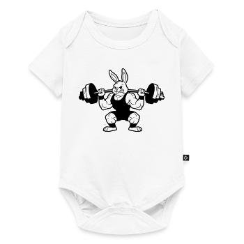 Muscle Bunny Dumbbell Outline - Baby Premium short-sleeve bodysuit - white - Front