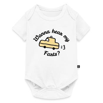 Willst du meine Fürze hören? Lustiges T-Shirt - Baby Premium Kurzarmbody - Weiß - Vorne