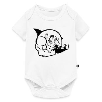 Silhouette d’entraînement musclé de bodybuilder requin - Body à manches courtes Premium Bébé - blanc - Devant