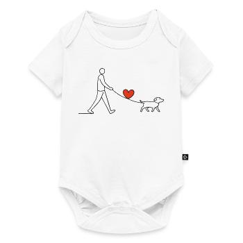 Promenade de cœur Chien Amour Cœur Amour Amour animal - Body à manches courtes Premium Bébé - blanc - Devant