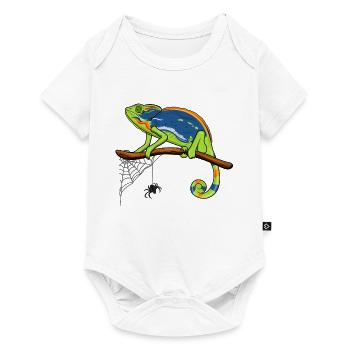 Chameleon On Branch with Spider Web - Baby Premium short-sleeve bodysuit - white - Front