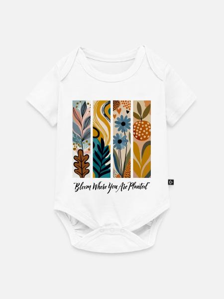 Blühende Botanische Panel-Collage - Baby Premium Kurzarmbody - Weiß