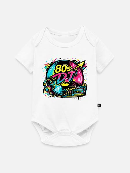 80er DJ Neon Vibe - Baby Premium Kurzarmbody - Weiß