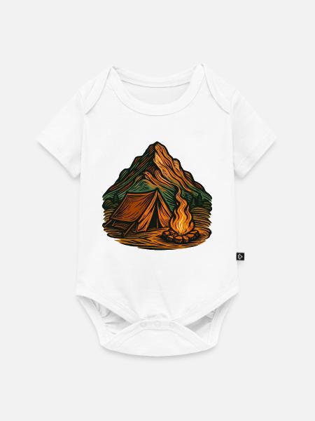 Bergcamping am Lagerfeuer - Baby Premium Kurzarmbody - Weiß