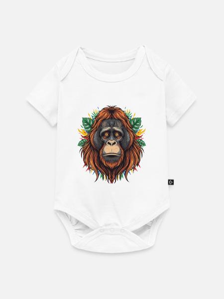 Tropischer Orang-Utan Kopf - Baby Premium Kurzarmbody - Weiß