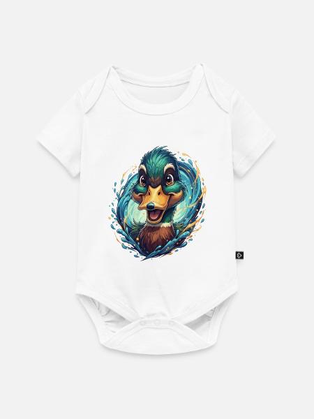 Fröhlicher Wasservogel Splash - Baby Premium Kurzarmbody - Weiß