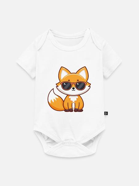 Kawaii-Fuchs mit Sonnenbrille - Baby Premium Kurzarmbody - Weiß