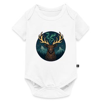 Northern Lights Moose in Mountain Landscape - Baby Premium short-sleeve bodysuit - white - Front