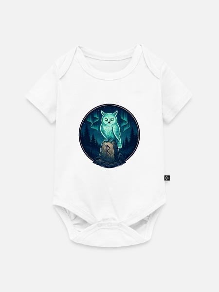 Nachtwald Eulen-Runeemblem - Baby Premium Kurzarmbody - Weiß