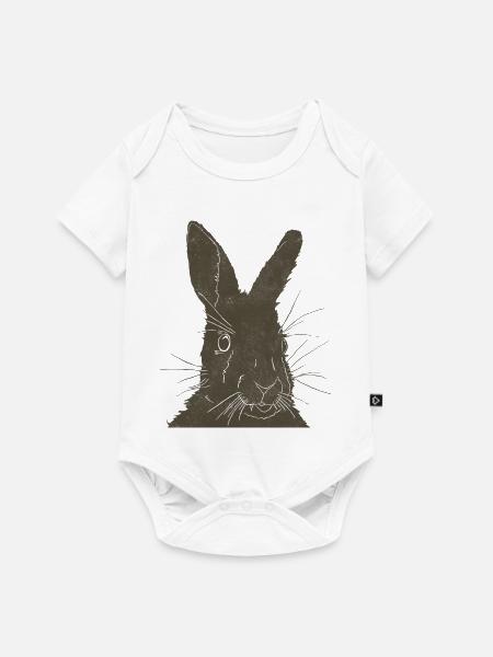 Hase Silhouette Erdfarben - Baby Premium Kurzarmbody - Weiß