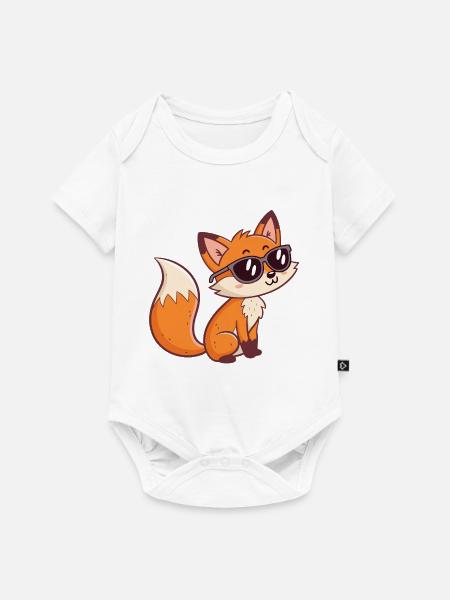 Fox Stylish Dark Glasses - Baby Premium Kurzarmbody - Weiß