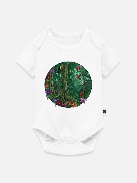 Tropischer Dschungel Rundbild - Baby Premium Kurzarmbody - Weiß