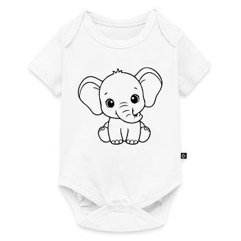 Bébé éléphant mignon – Noir et Blanc - Body à manches courtes Premium Bébé - blanc - Devant