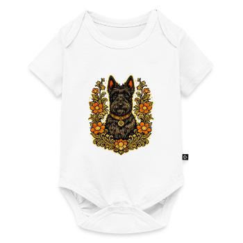 Floral Frame Scottish Terrier - Baby Premium short-sleeve bodysuit - white - Front