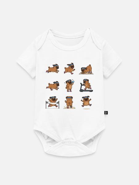 Lustiger Mops Joggen Marathon Laeufer - Baby Premium Kurzarmbody - Weiß