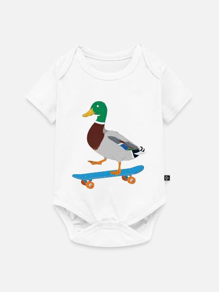 Ente auf dem Skateboard - Baby Premium Kurzarmbody - Weiß