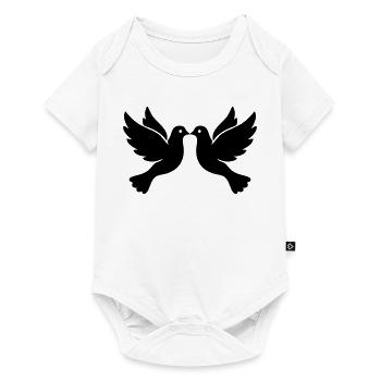 Tourterelles mariées – Tourtereaux noirs et blancs - Body à manches courtes Premium Bébé - blanc - Devant
