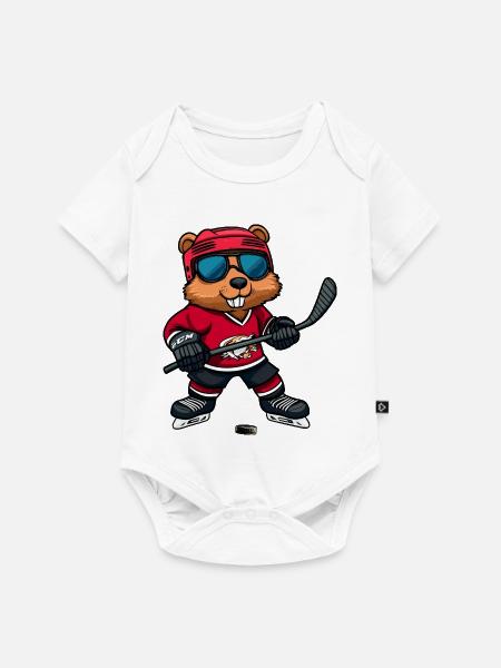 Biber Eishockey - Baby Premium Kurzarmbody - Weiß