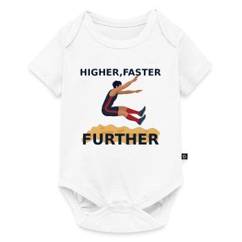 Plus haut, plus vite, plus loin – saut en longueur - Body à manches courtes Premium Bébé - blanc - Devant
