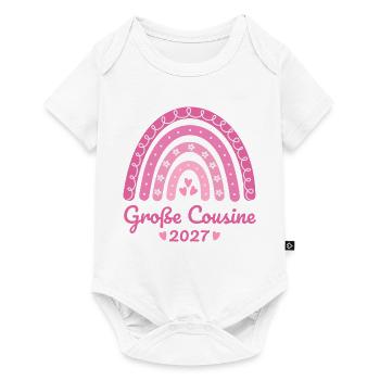 Große Cousine 2027 Boho Regenbogen rosa - Baby Premium Kurzarmbody - Weiß - Vorne