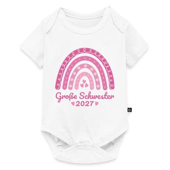 Große Schwester 2027 Regenbogen rosa - Baby Premium Kurzarmbody - Weiß - Vorne