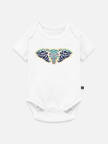 Psychedelischer Elefantenkopf - Baby Premium Kurzarmbody - Weiß
