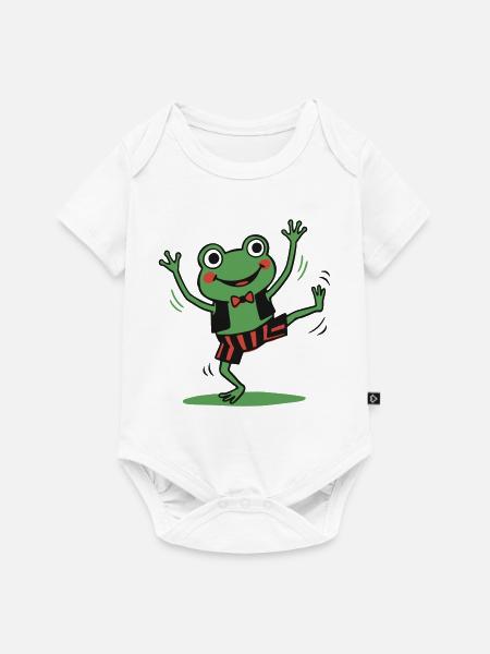 Tanzender Frosch im Anzug - Baby Premium Kurzarmbody - Weiß