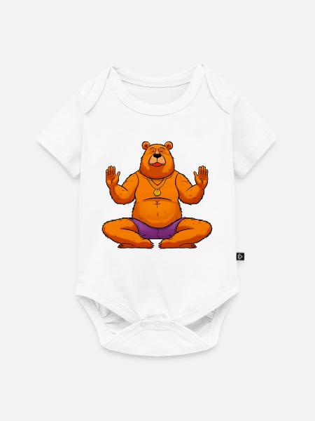 Yoga Bären - Baby Premium Kurzarmbody - Weiß