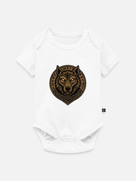 Wolfsmedaillon Runenwappen - Baby Premium Kurzarmbody - Weiß