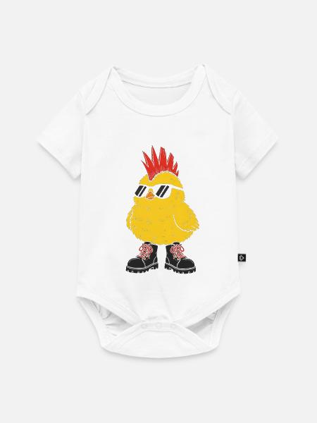 Punkküken mit Sonnenbrille - Baby Premium Kurzarmbody - Weiß