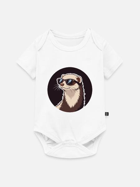 Cool Ferret – Abzeichen & Sonnenbrille - Baby Premium Kurzarmbody - Weiß