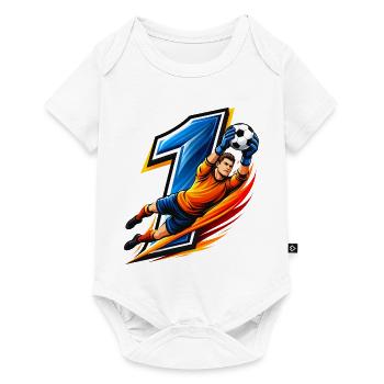 Torwart Shirt Nummer 1 Keeper Fußball  - Baby Premium Kurzarmbody - Weiß - Vorne