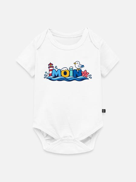 MOIN Möwe Leuchtturm Maritim Bunt - Baby Premium Kurzarmbody - Weiß