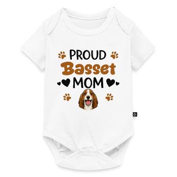Stolze Basset Mutter, Basset Hound - Baby Premium Kurzarmbody - Weiß - Vorne