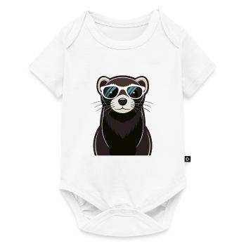 Cooles Frettchen mit Sonnenbrille - Baby Premium Kurzarmbody - Weiß - Vorne