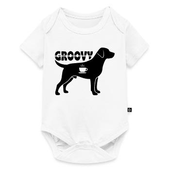Groovy Dog Coffee Silhouette Retro - Baby Premium short-sleeve bodysuit - white - Front