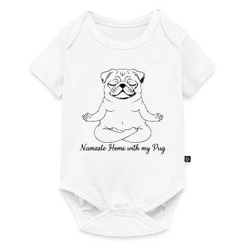 Namasté Maison avec mon Carlin Yoga - Body à manches courtes Premium Bébé - blanc - Devant