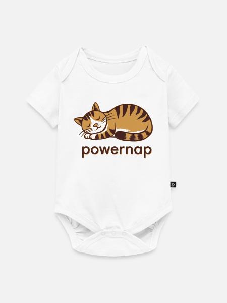 Powernap Katze Schlafendes Motiv - Baby Premium Kurzarmbody - Weiß