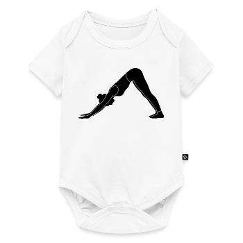 Silhouette de yoga canin face vers le bas - Body à manches courtes Premium Bébé - blanc - Devant